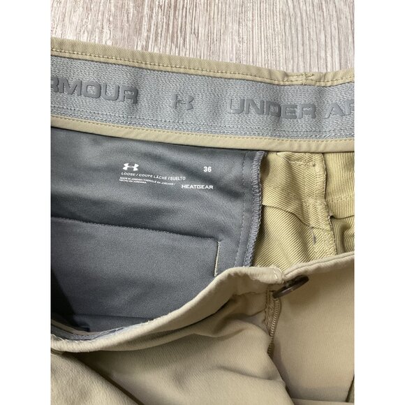 Under Armour Mens HeatGear Khaki Shorts Size 36 Loose Fit - Picture 3 of 9